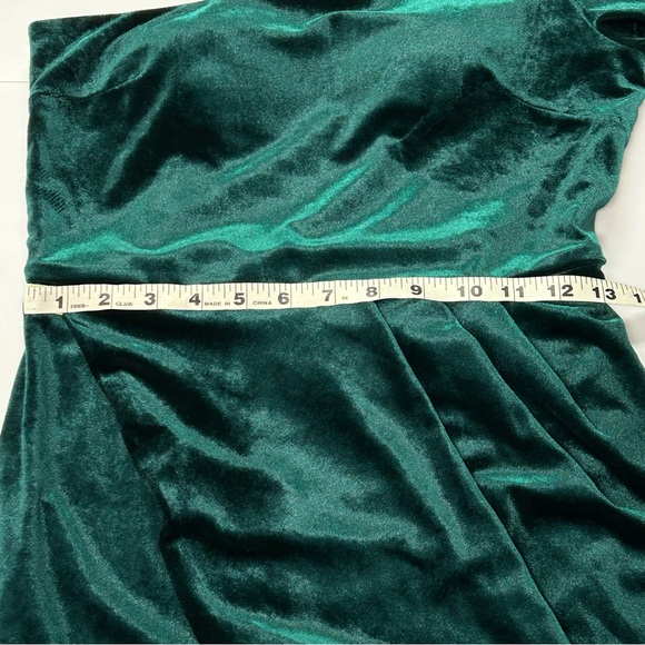 Velvet Asymmetric Maxi Dress M Stretch One Shoulder Hi Lo Formal Hoco Gala NWT - Picture 9 of 15